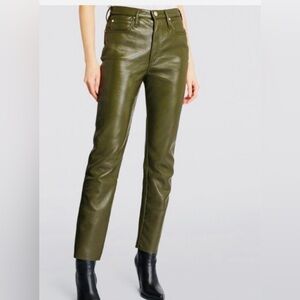 Frame Denim Dark Green Leather Pants sz 30 EUC